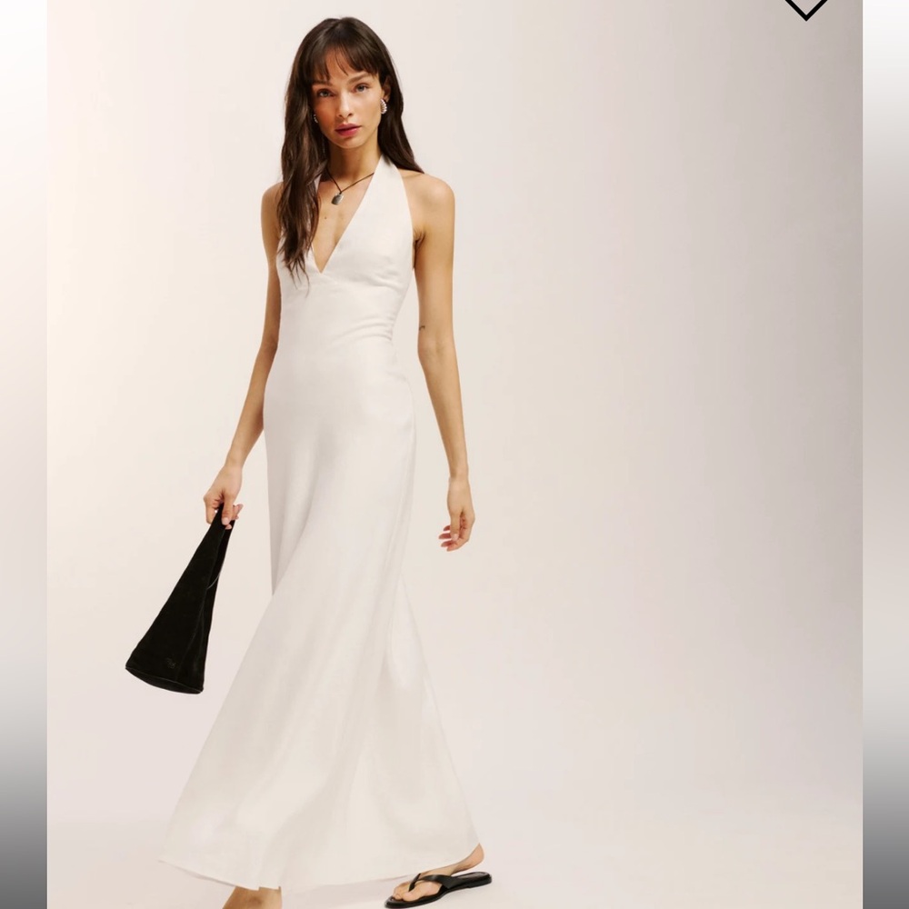 Reformation Delilah Linen Dress in White NWT